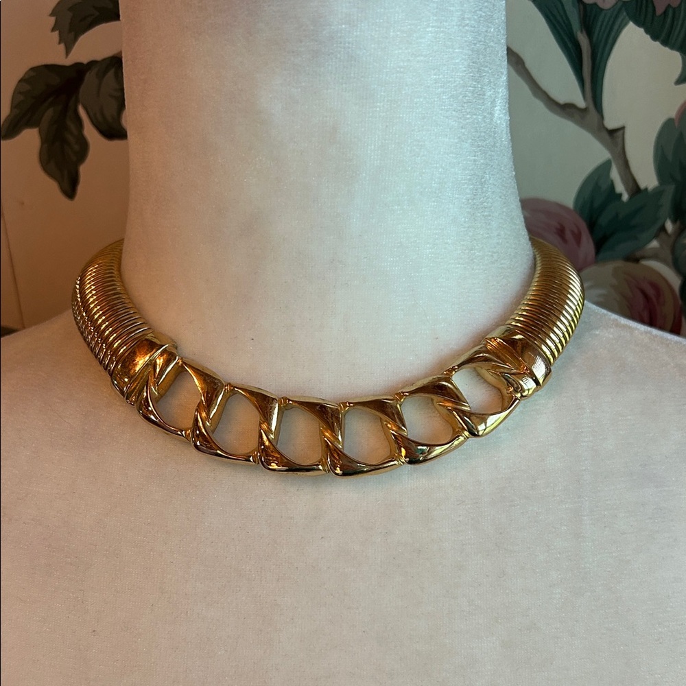 Vintage Christian Dior Gold Tone Thick Choker